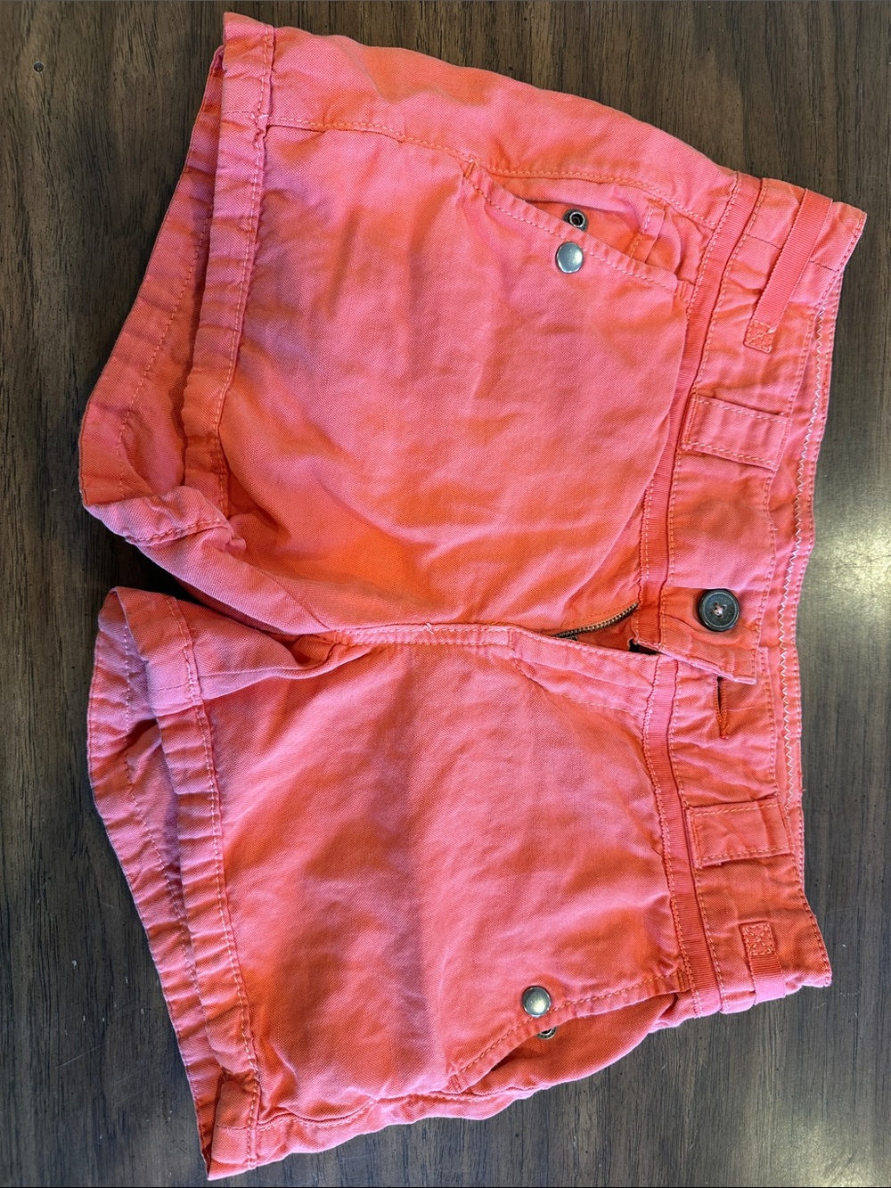 Women's Coral Jean Shorts - Bright Coral Cotton Blend